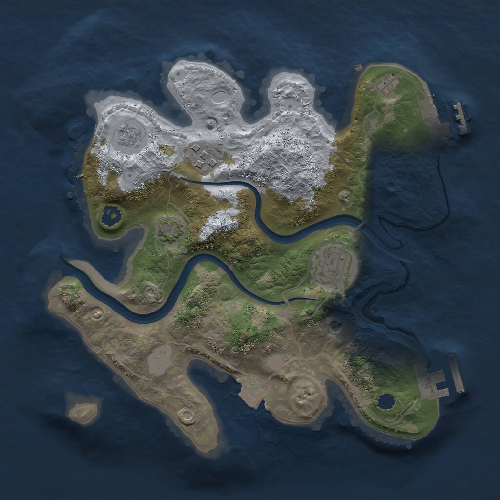 Rust Map: Procedural Map, Size: 2500, Seed: 1320982168, 8 Monuments