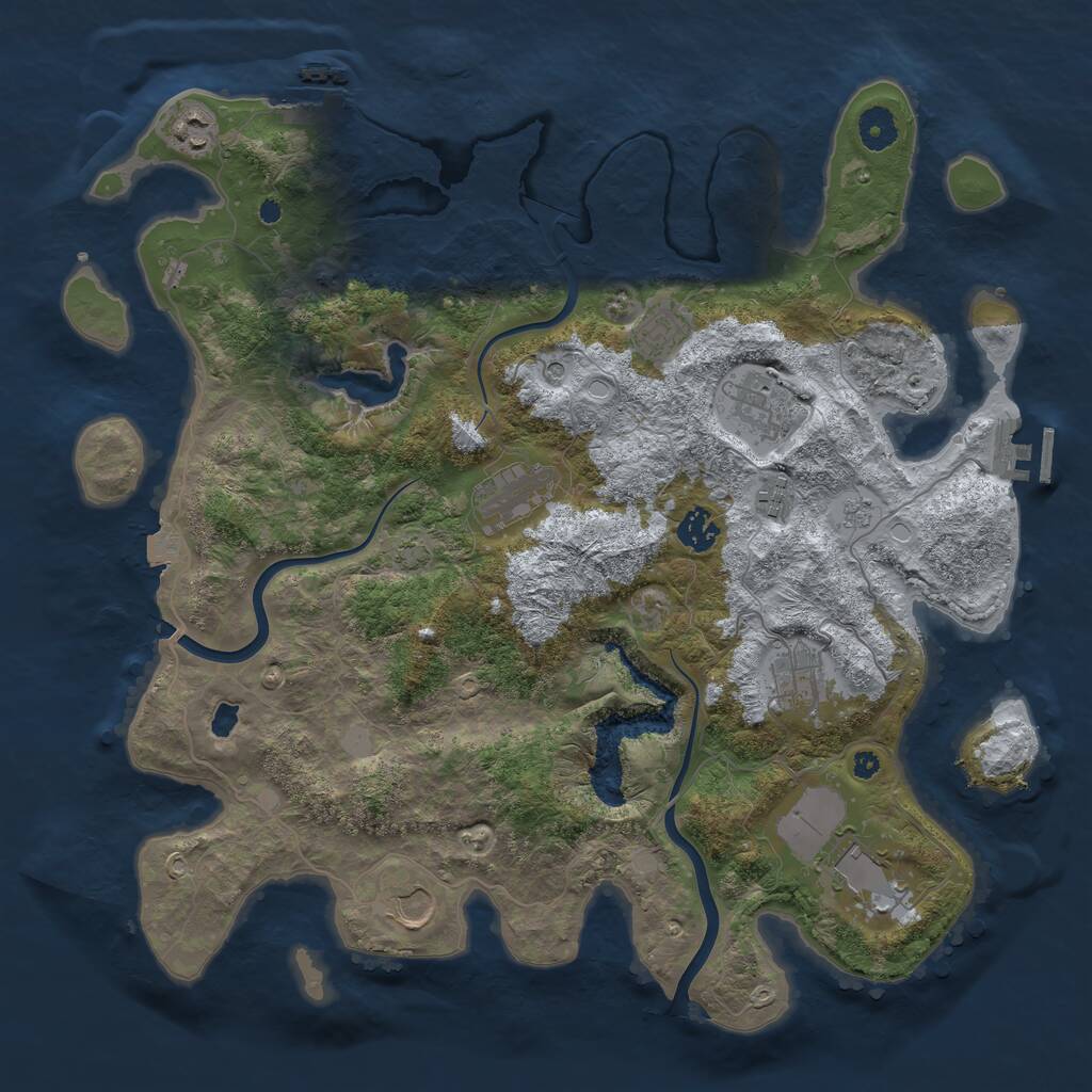 Rust Map: Procedural Map, Size: 4000, Seed: 74963, 15 Monuments
