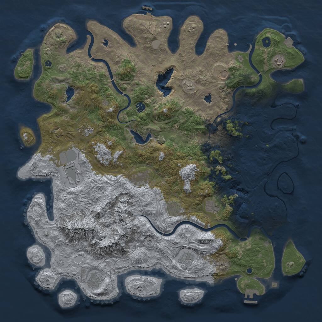 Rust Map: Procedural Map, Size: 5000, Seed: 1948200584, 17 Monuments