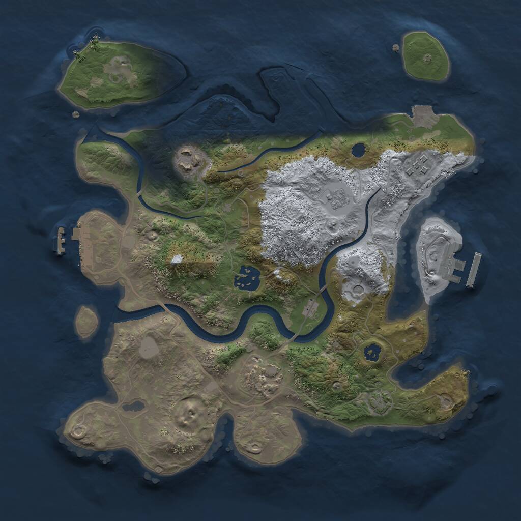 Rust Map: Procedural Map, Size: 3000, Seed: 16616, 10 Monuments