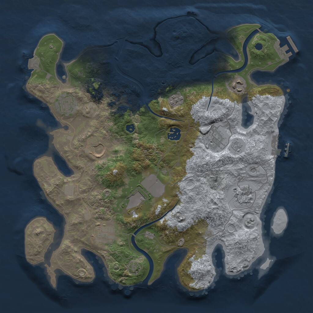 Rust Map: Procedural Map, Size: 3500, Seed: 569488893, 15 Monuments
