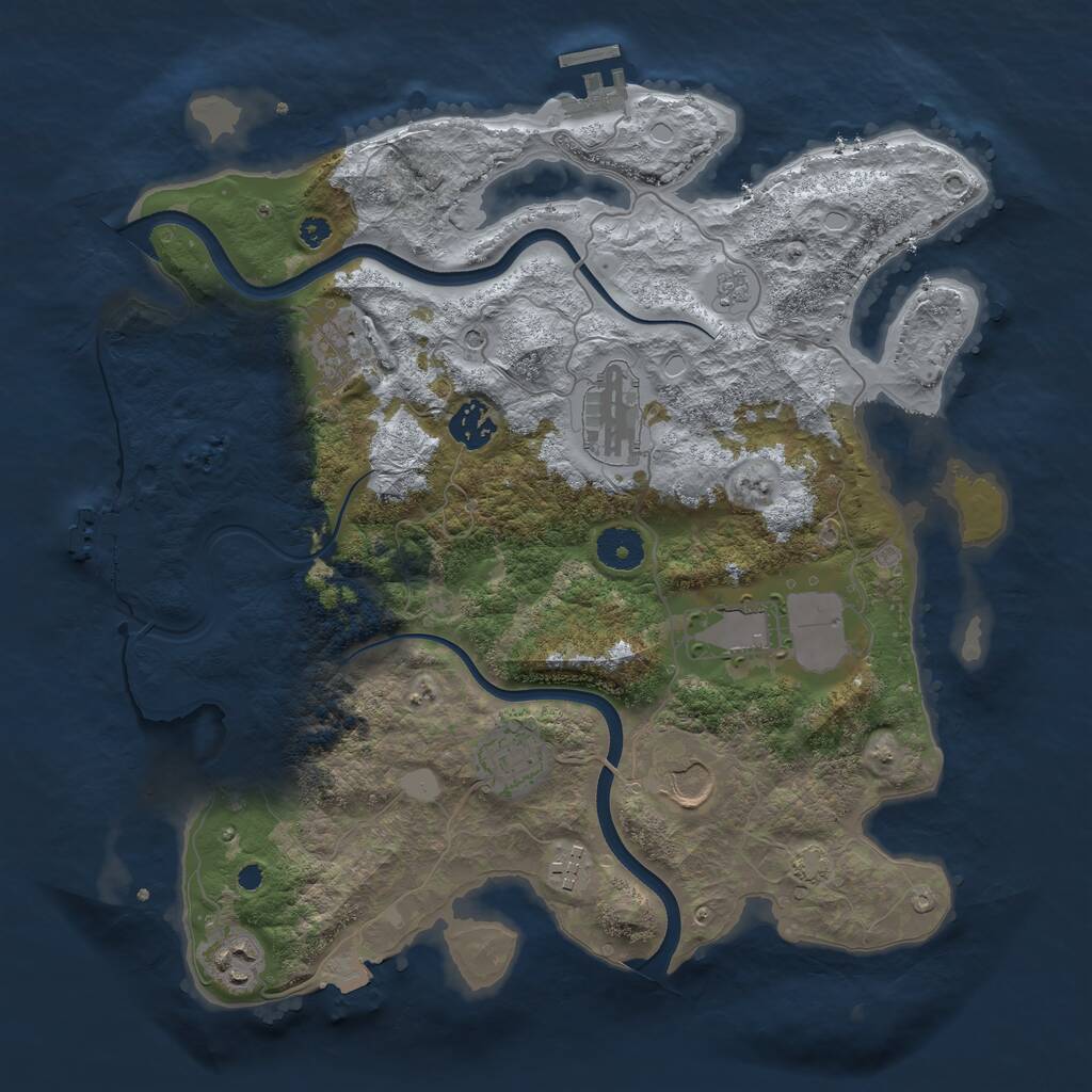 Rust Map: Procedural Map, Size: 3600, Seed: 2077477819, 14 Monuments