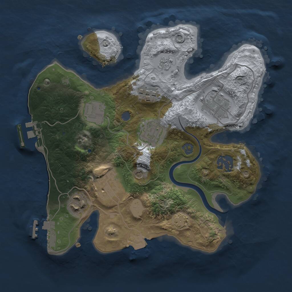 Rust Map: Procedural Map, Size: 2500, Seed: 2101864330, 14 Monuments