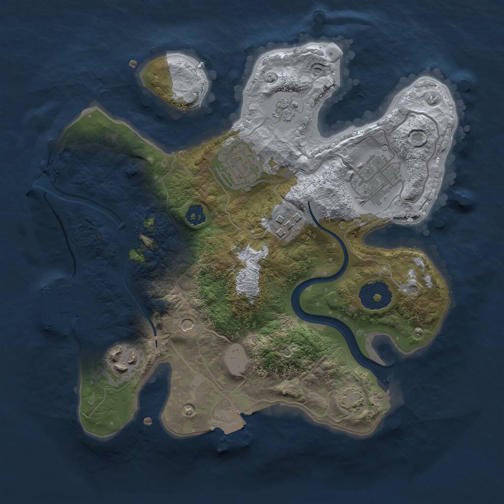 Rust Map: Procedural Map, Size: 2500, Seed: 2101864330, 9 Monuments