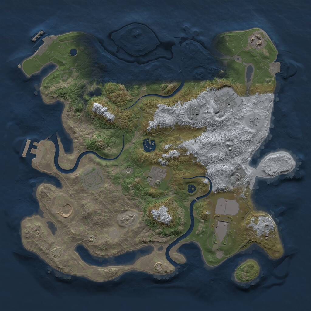 Rust Map: Procedural Map, Size: 3500, Seed: 758861982, 14 Monuments