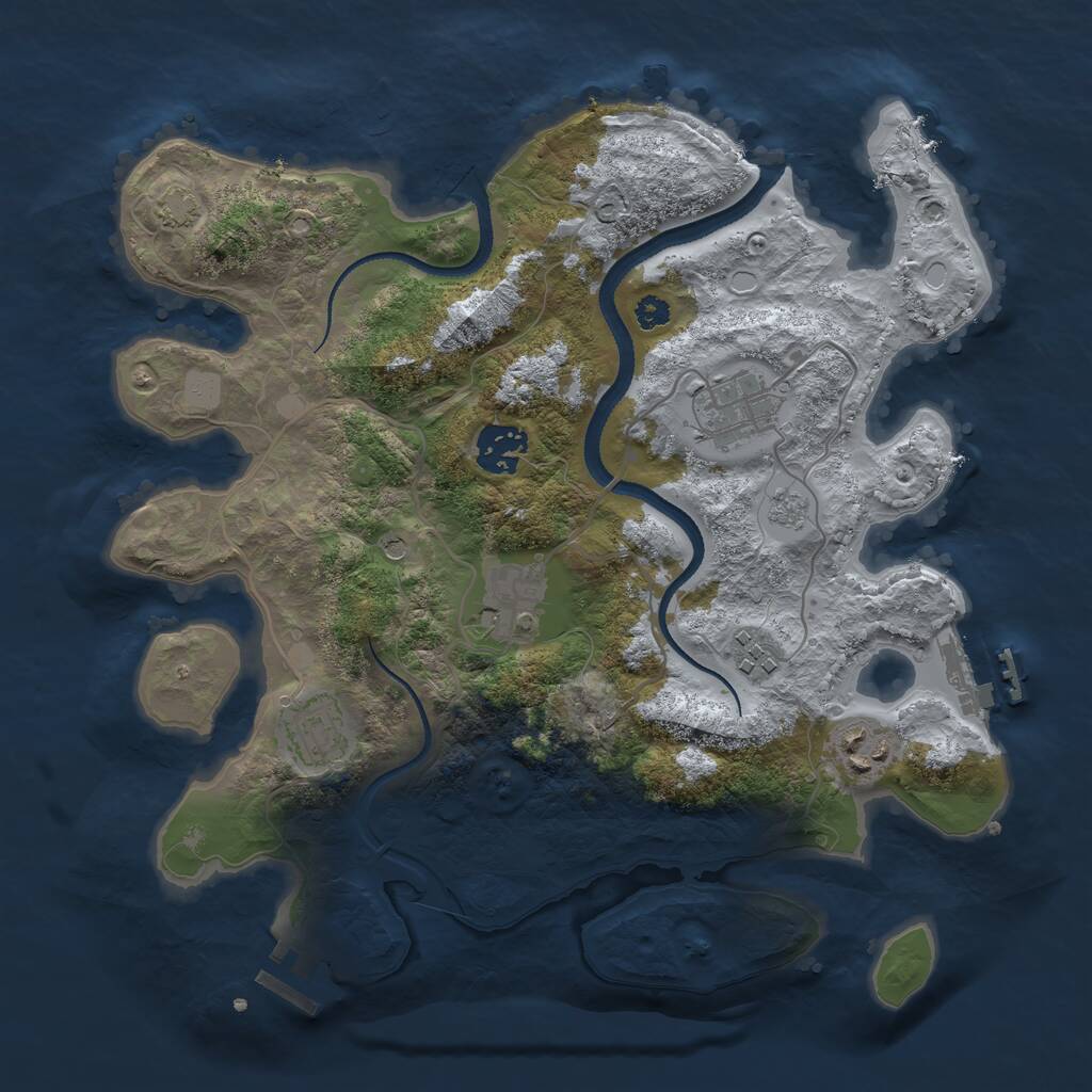 Rust Map: Procedural Map, Size: 3200, Seed: 6661130, 12 Monuments