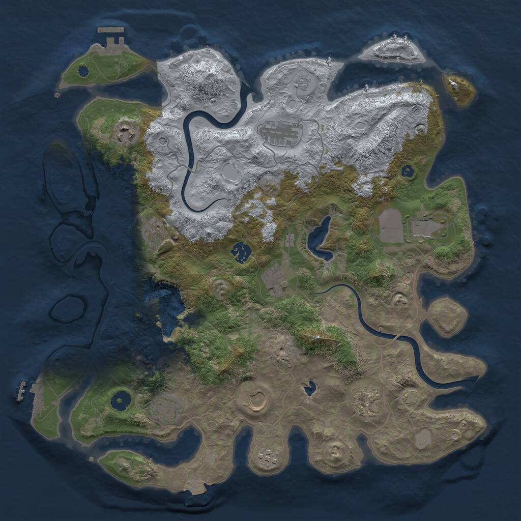 Rust Map: Procedural Map, Size: 4000, Seed: 5825, 16 Monuments