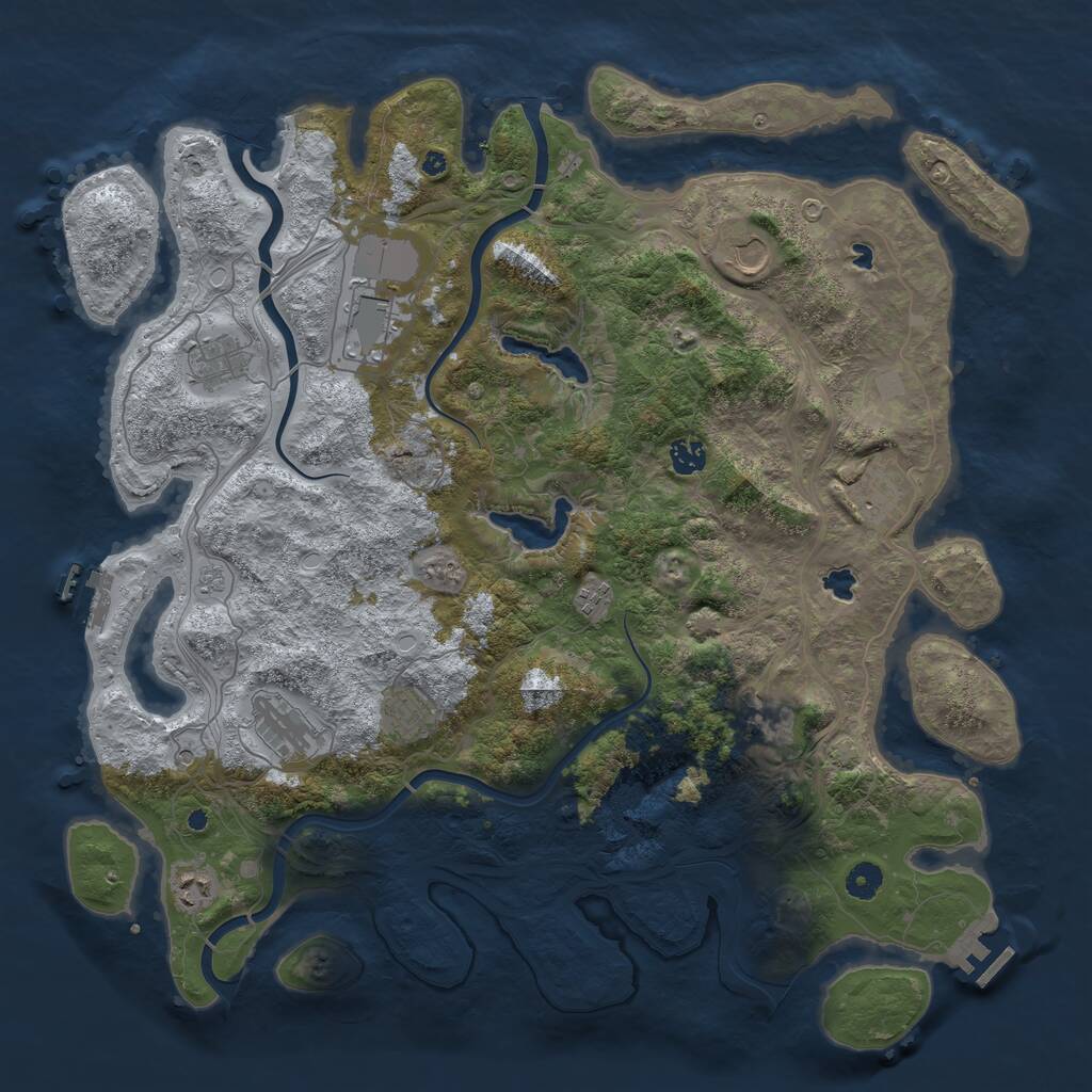 Rust Map: Procedural Map, Size: 4500, Seed: 1686112985, 16 Monuments