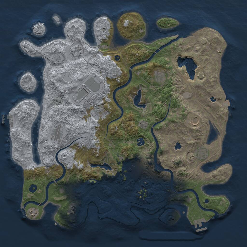 Rust Map: Procedural Map, Size: 4500, Seed: 1246744018, 17 Monuments