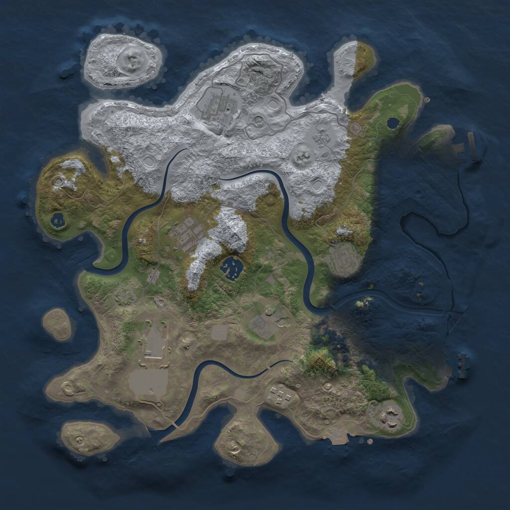 Rust Map: Procedural Map, Size: 3500, Seed: 9954321, 14 Monuments