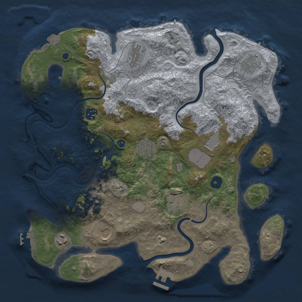 Rust Map: Procedural Map, Size: 3750, Seed: 831400518, 15 Monuments