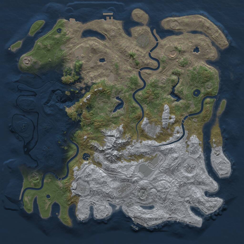 Rust Map: Procedural Map, Size: 5000, Seed: 109123879, 17 Monuments