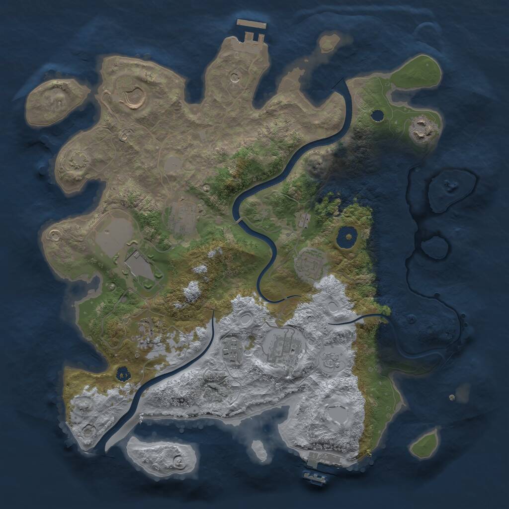 Rust Map: Procedural Map, Size: 3500, Seed: 47407379, 14 Monuments