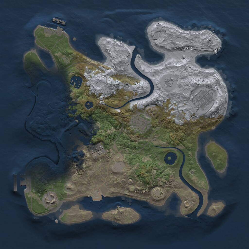 Rust Map: Procedural Map, Size: 3000, Seed: 109123333, 12 Monuments