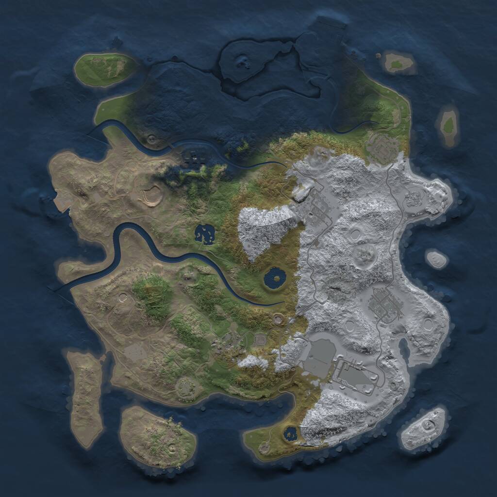 Rust Map: Procedural Map, Size: 3500, Seed: 474715734, 13 Monuments