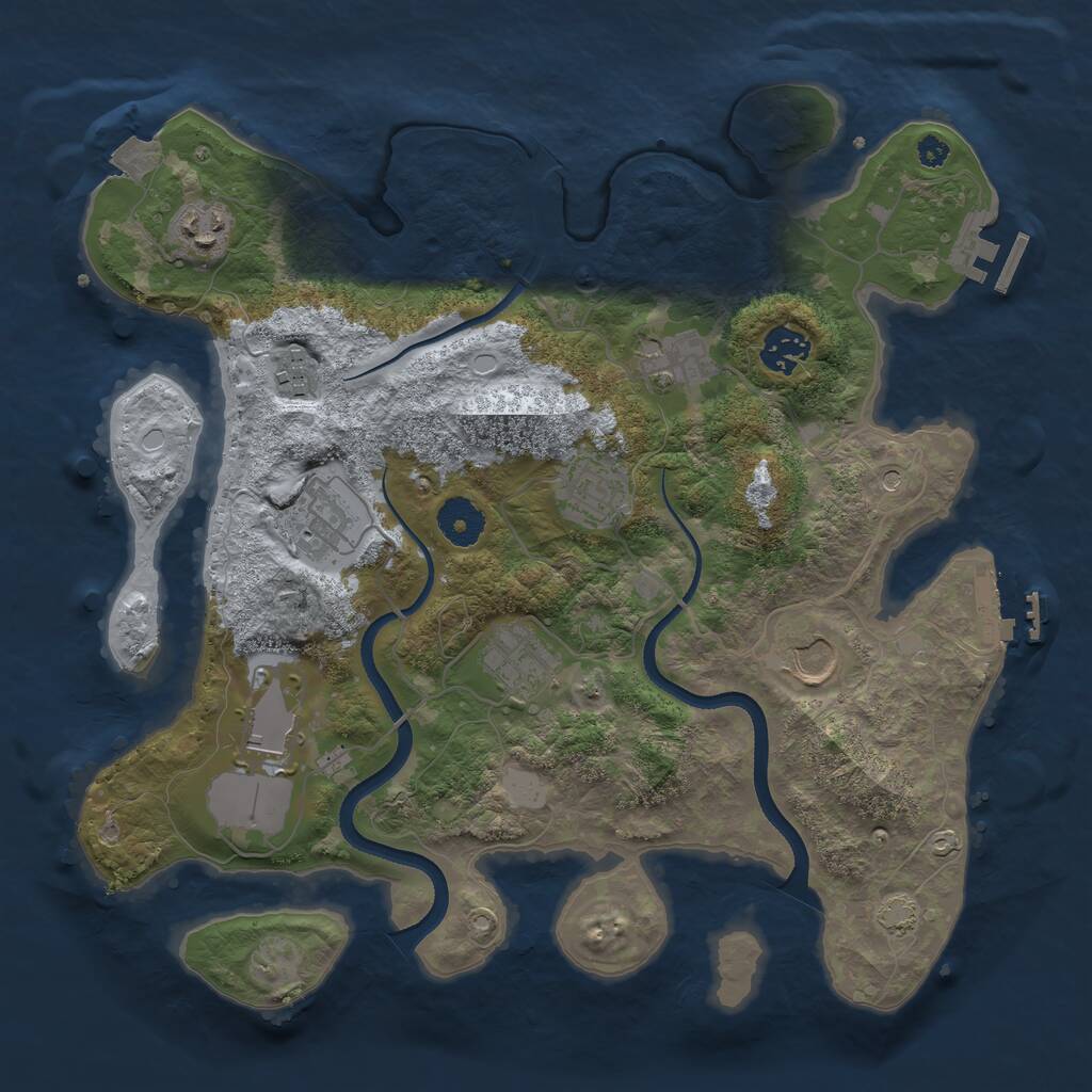 Rust Map: Procedural Map, Size: 3500, Seed: 1356243977, 14 Monuments
