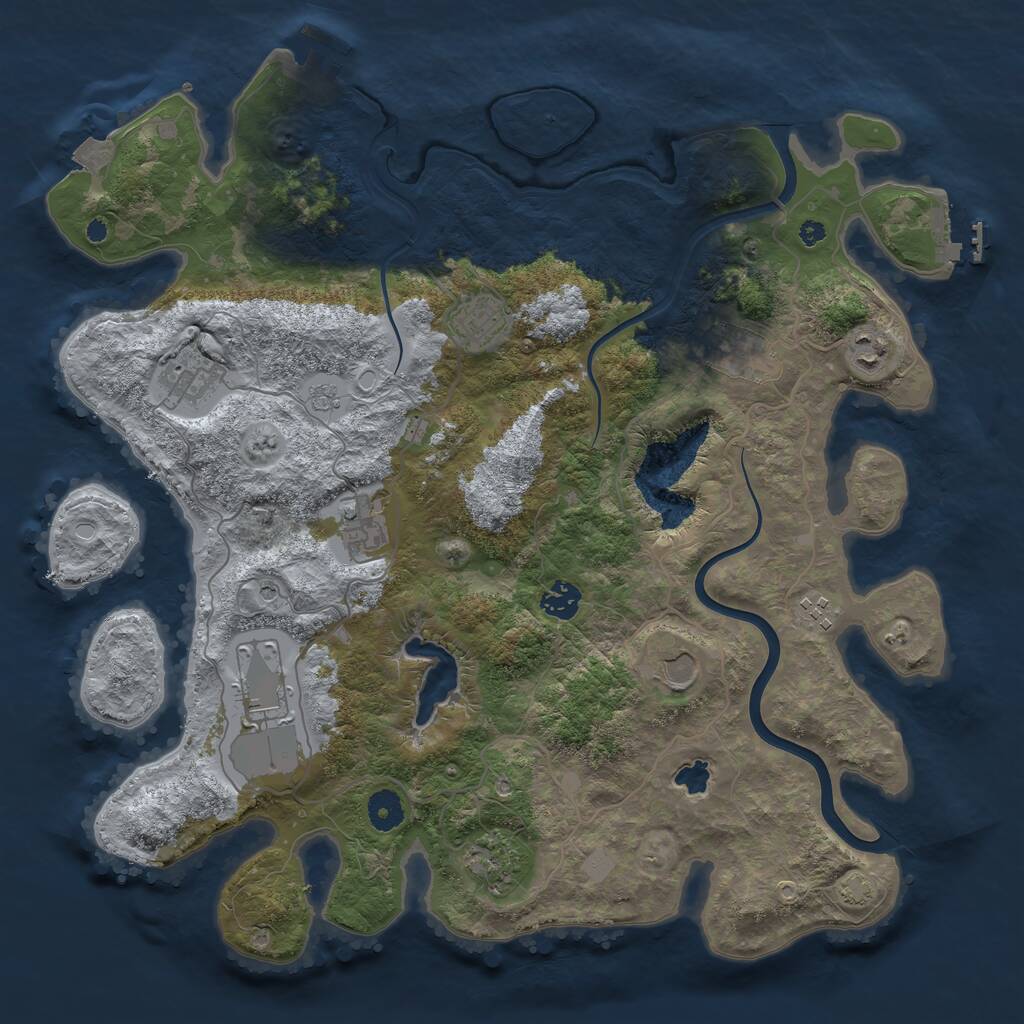 Rust Map: Procedural Map, Size: 4000, Seed: 63453463, 16 Monuments