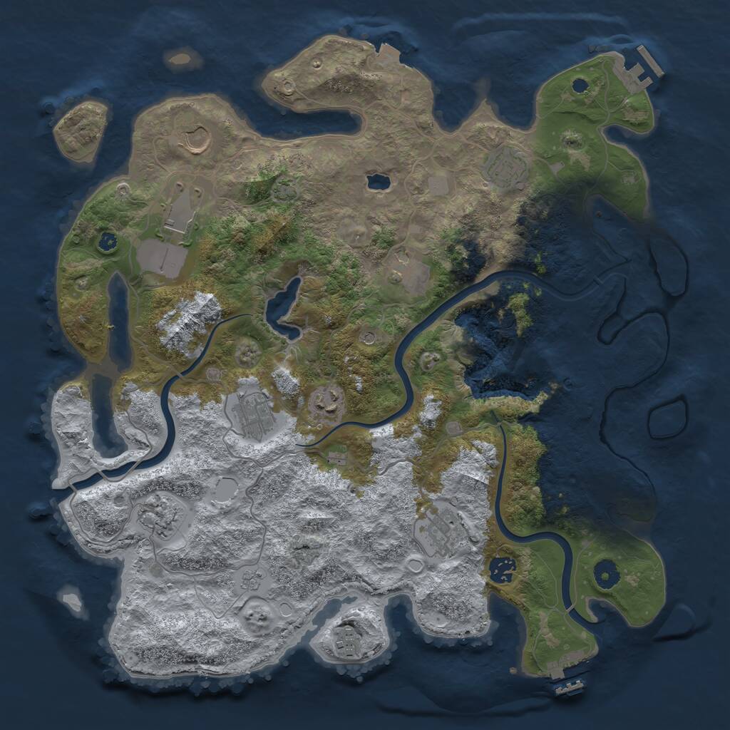 Rust Map: Procedural Map, Size: 4000, Seed: 1603459, 16 Monuments