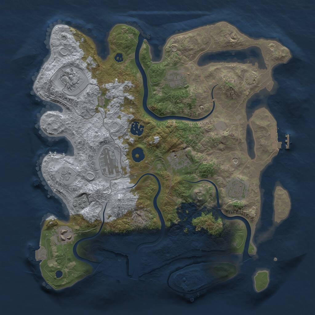Rust Map: Procedural Map, Size: 3450, Seed: 458921, 13 Monuments