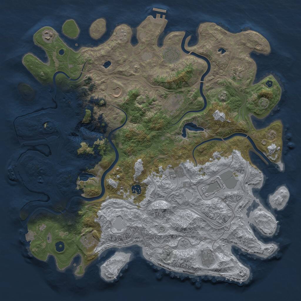 Rust Map: Procedural Map, Size: 4500, Seed: 1697082079, 17 Monuments