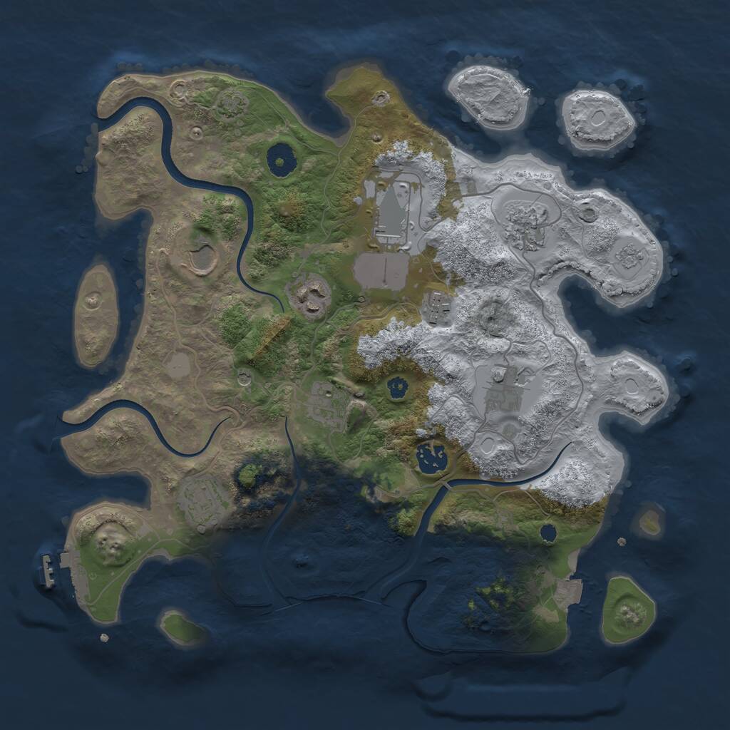 Rust Map: Procedural Map, Size: 3500, Seed: 1842776719, 14 Monuments