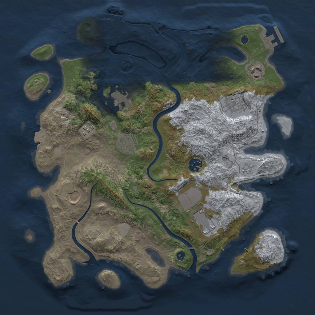 Rust Map: Procedural Map, Size: 3500, Seed: 731004, 14 Monuments