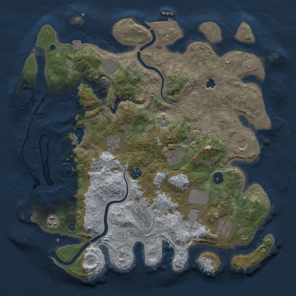 Rust Map: Procedural Map, Size: 4000, Seed: 59831049, 16 Monuments