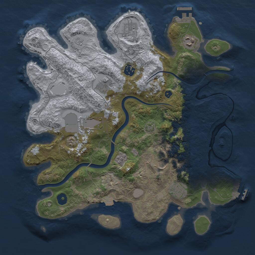 Rust Map: Procedural Map, Size: 3500, Seed: 56005943, 14 Monuments