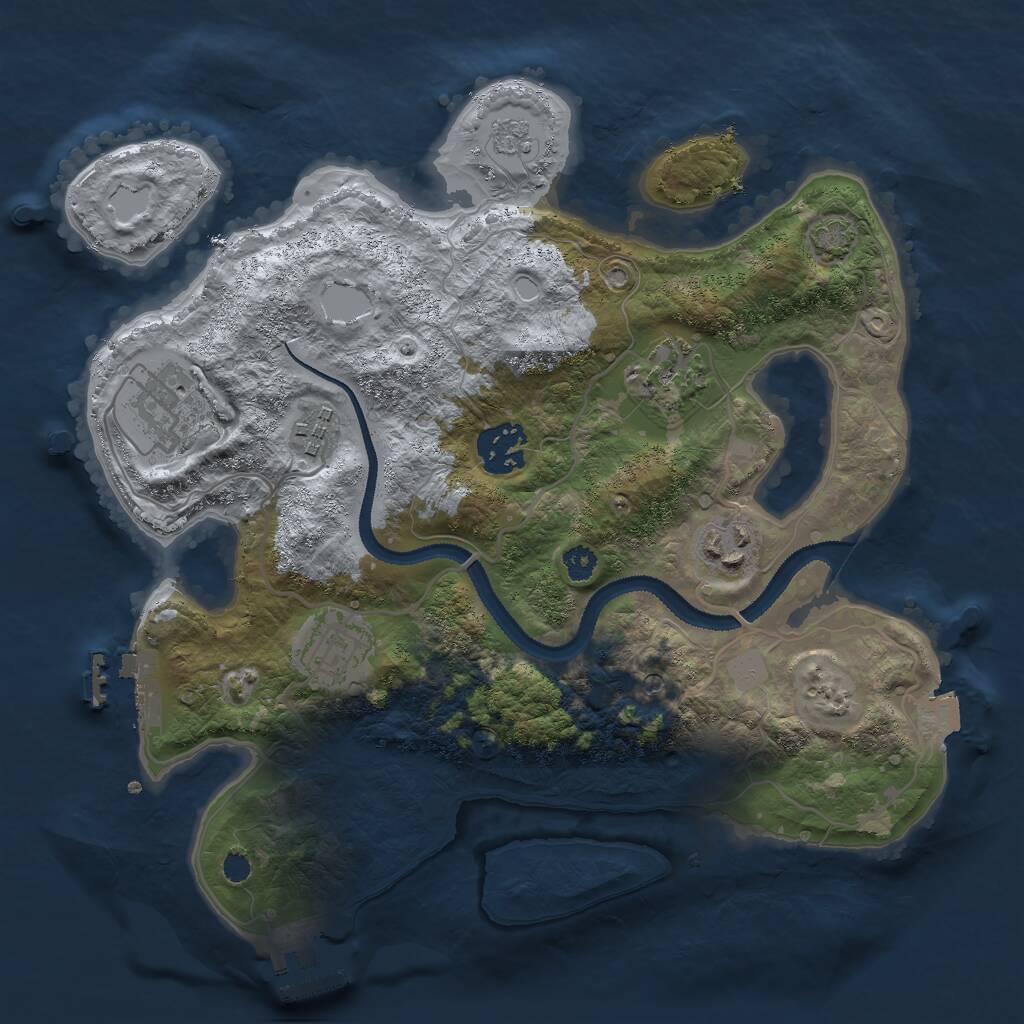 Rust Map: Procedural Map, Size: 3000, Seed: 1822288415, 12 Monuments