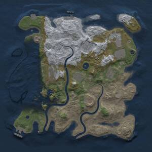 Thumbnail Rust Map: Procedural Map, Size: 3600, Seed: 2003045251, 15 Monuments