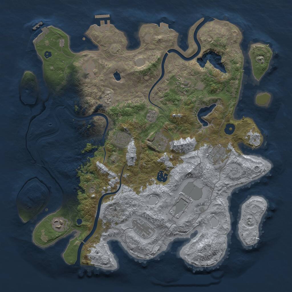 Rust Map: Procedural Map, Size: 4000, Seed: 47422, 16 Monuments