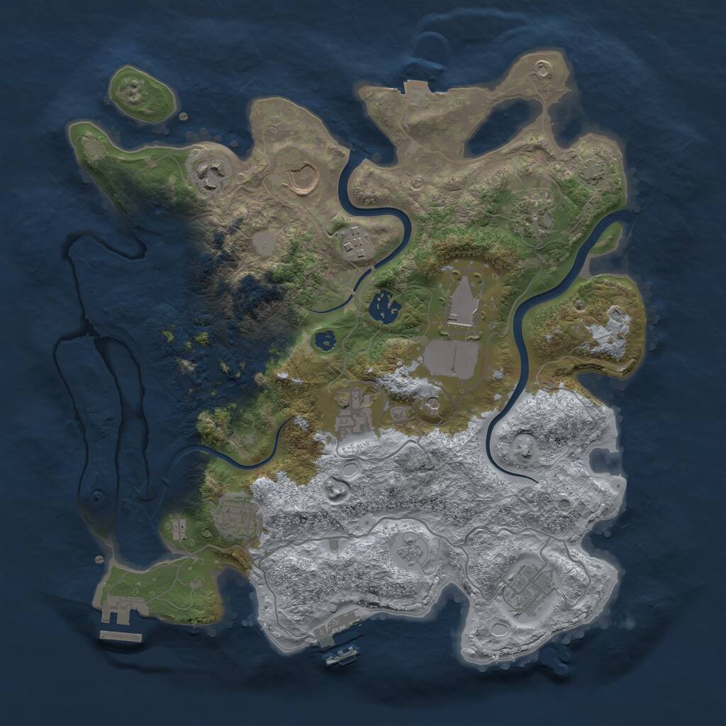 Rust Map: Procedural Map, Size: 3500, Seed: 643563, 15 Monuments