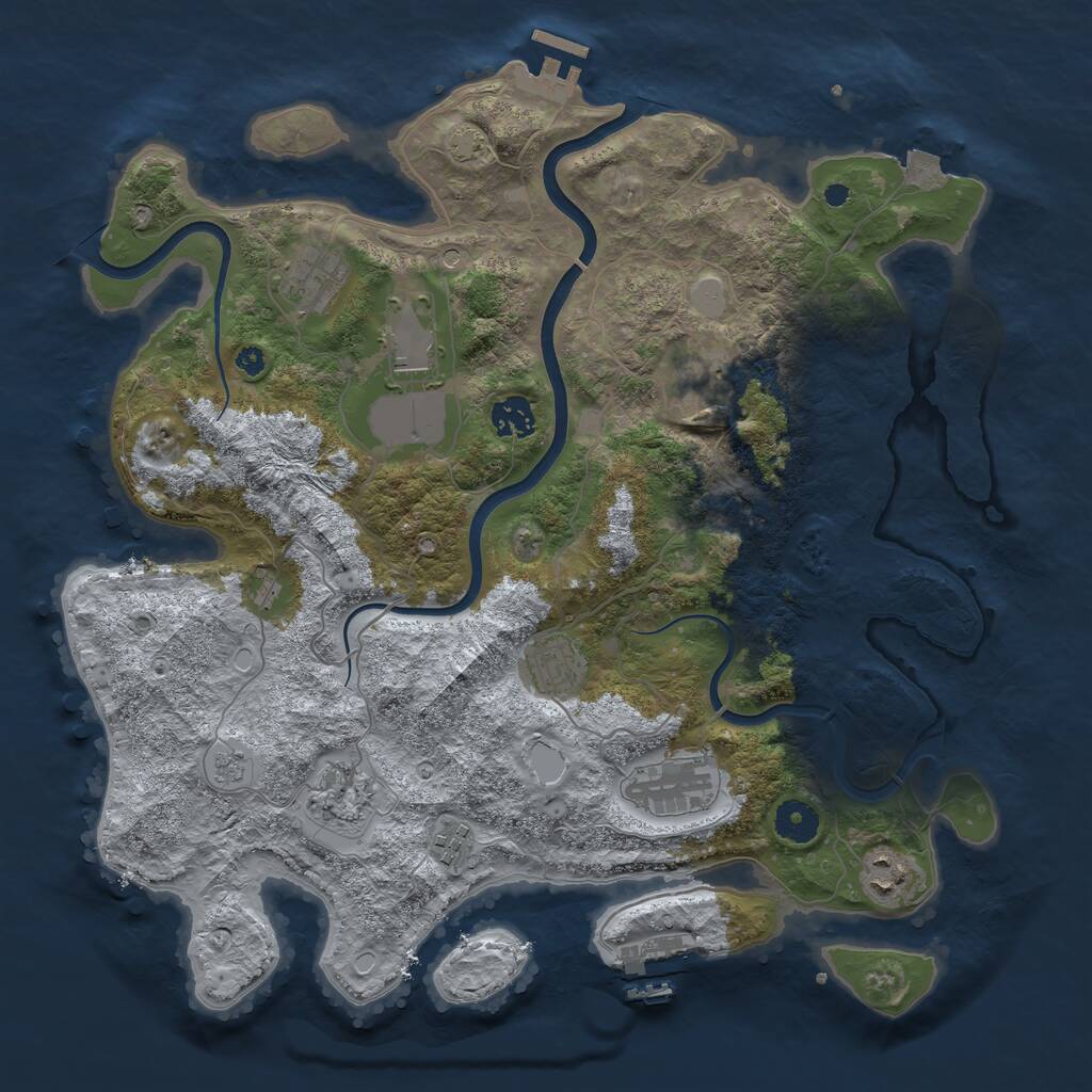 Rust Map: Procedural Map, Size: 3800, Seed: 1446780485, 15 Monuments