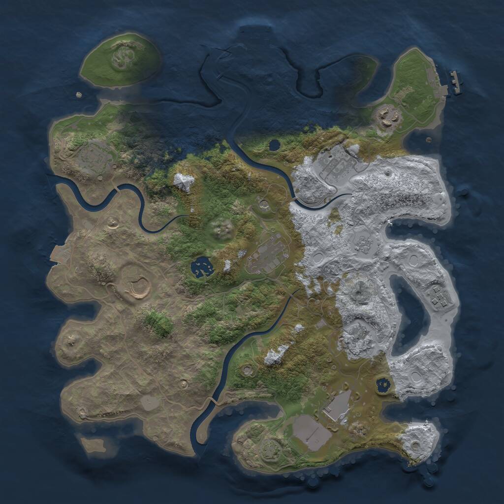 Rust Map: Procedural Map, Size: 3500, Seed: 3993126, 15 Monuments