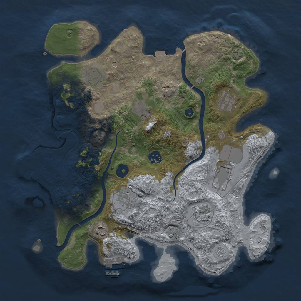 Rust Map: Procedural Map, Size: 3500, Seed: 1000023231, 15 Monuments