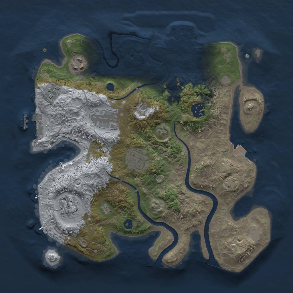 Rust Map: Procedural Map, Size: 3000, Seed: 1031156048, 11 Monuments