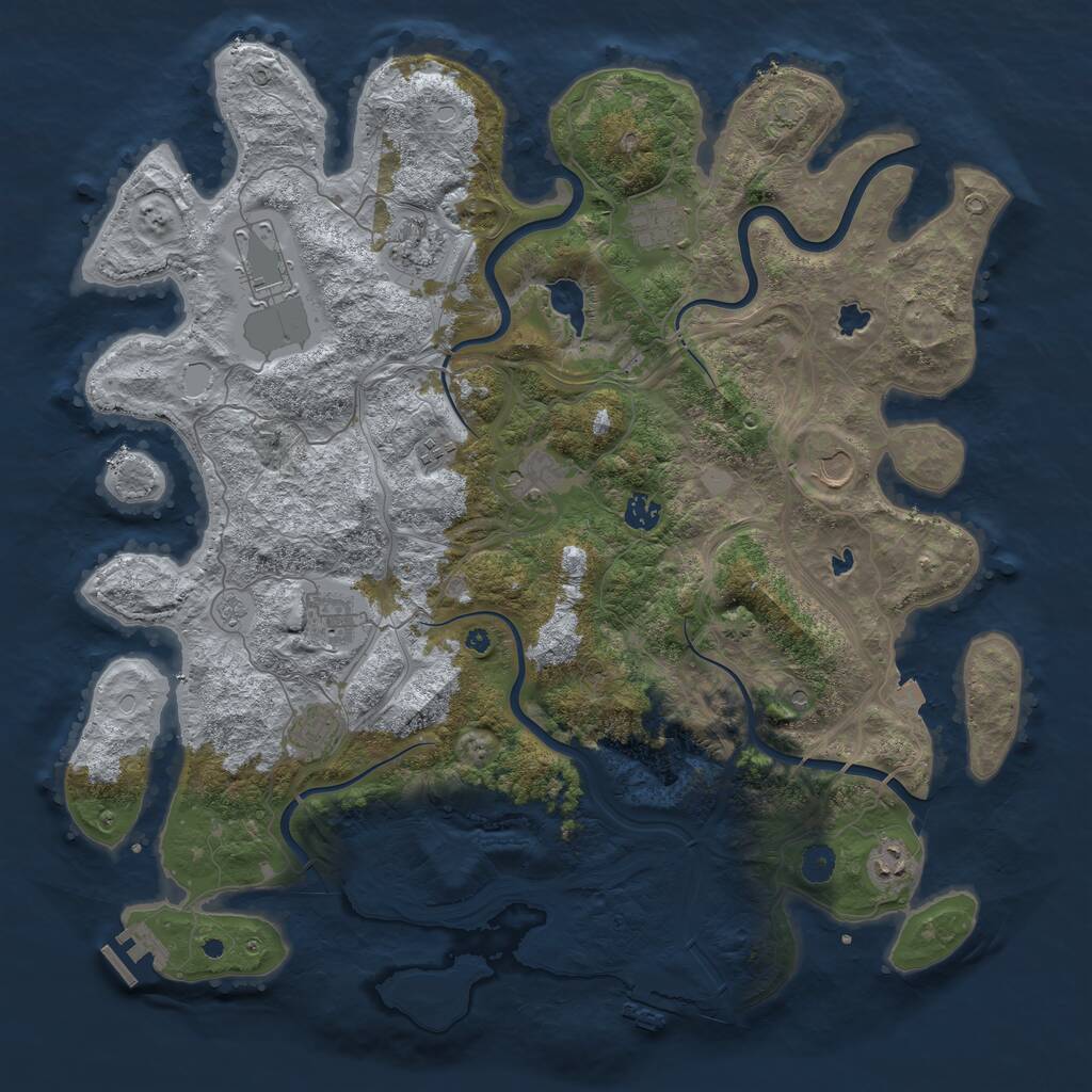 Rust Map: Procedural Map, Size: 4500, Seed: 729620456, 16 Monuments