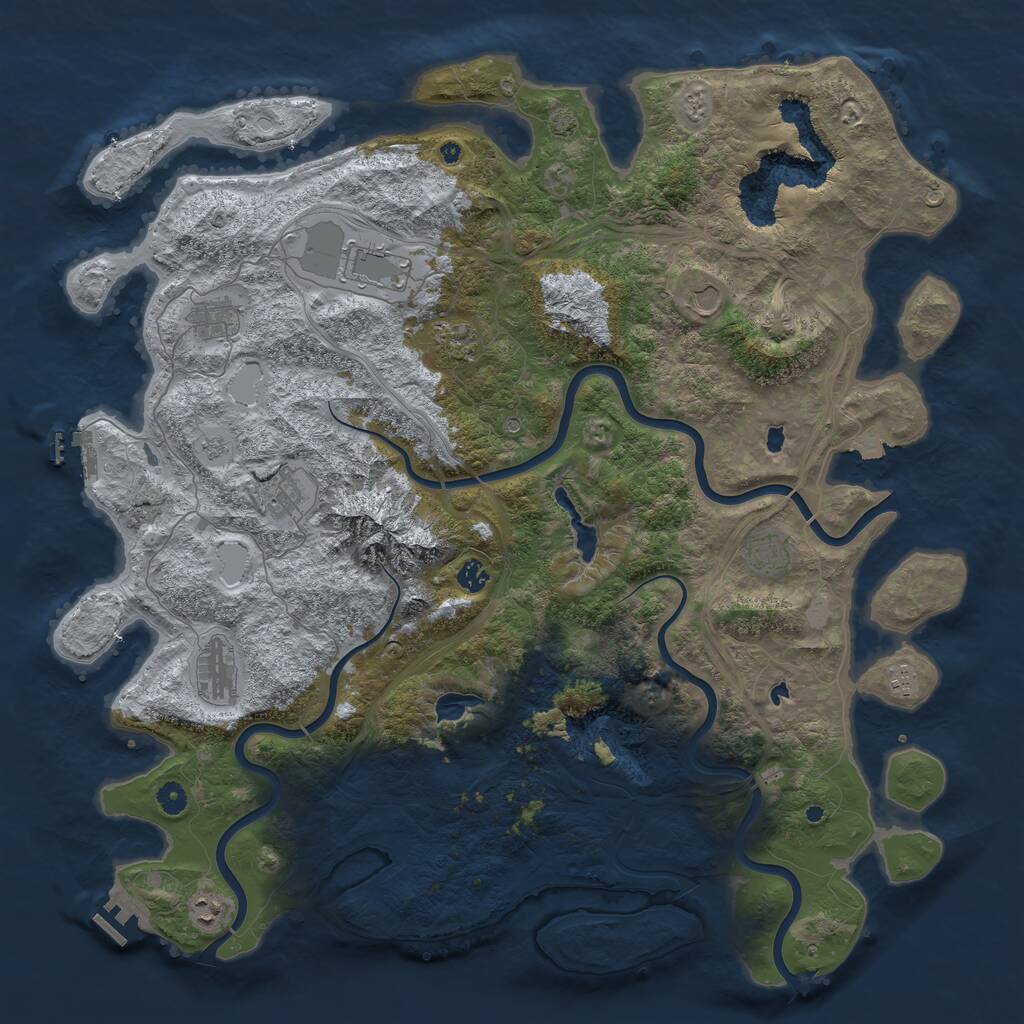 Rust Map: Procedural Map, Size: 5000, Seed: 2892, 16 Monuments