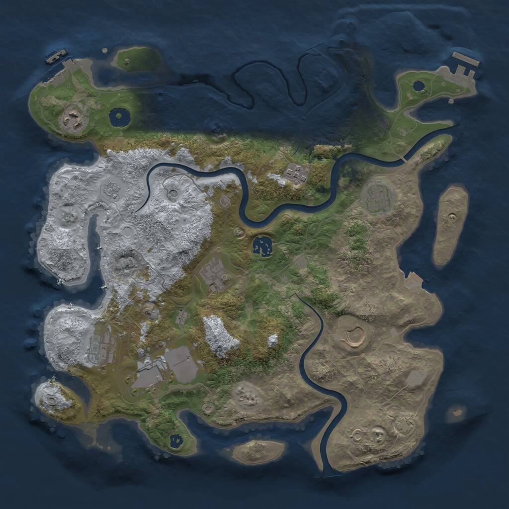 Rust Map: Procedural Map, Size: 3700, Seed: 1717872226, 14 Monuments