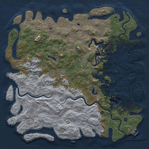 Thumbnail Rust Map: Procedural Map, Size: 6000, Seed: 383038627, 17 Monuments