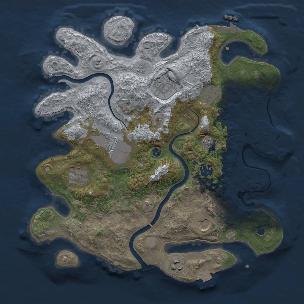 Rust Map: Procedural Map, Size: 3500, Seed: 1156612092, 14 Monuments