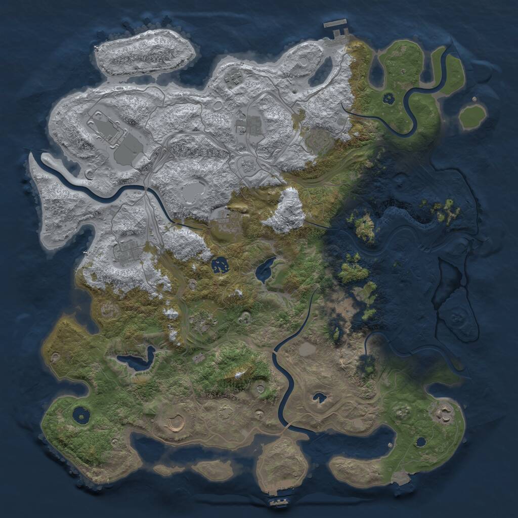 Rust Map: Procedural Map, Size: 4500, Seed: 351215, 17 Monuments