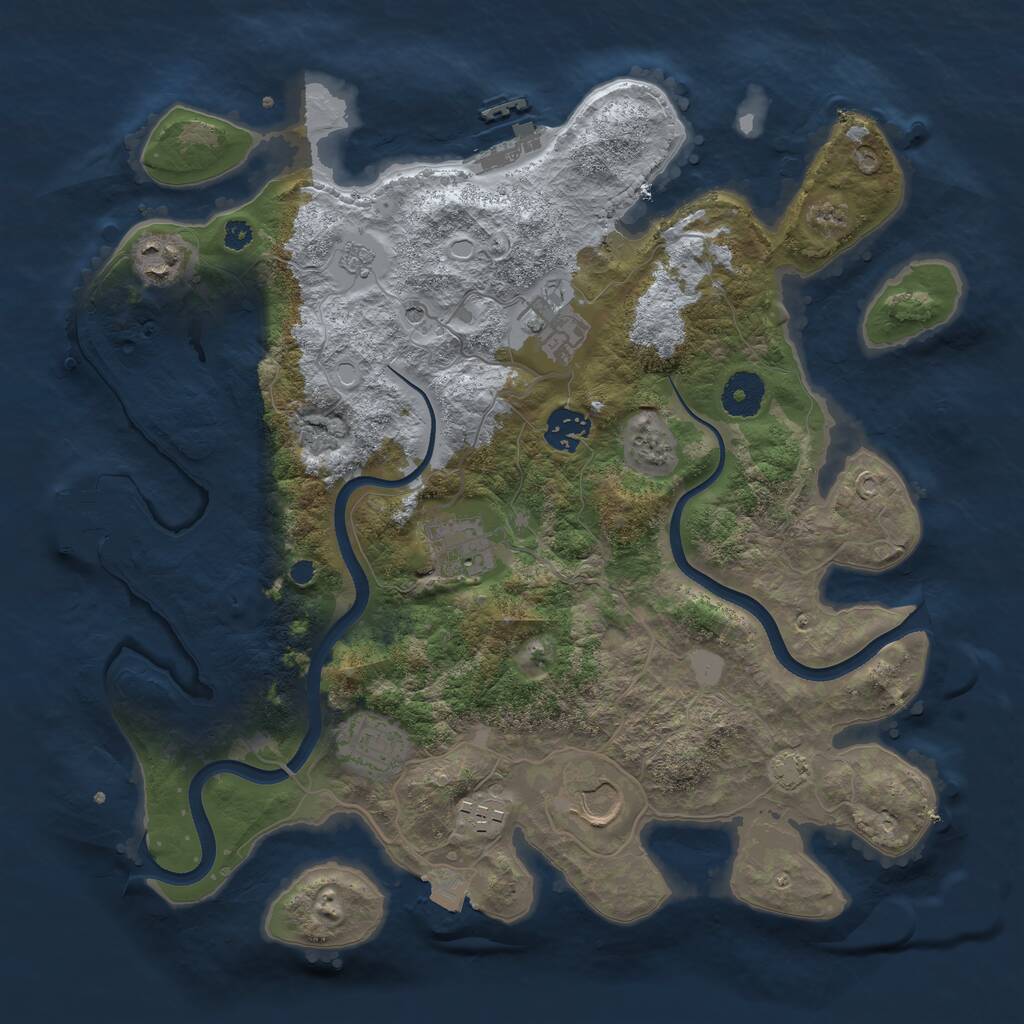 Rust Map: Procedural Map, Size: 3500, Seed: 52052, 13 Monuments