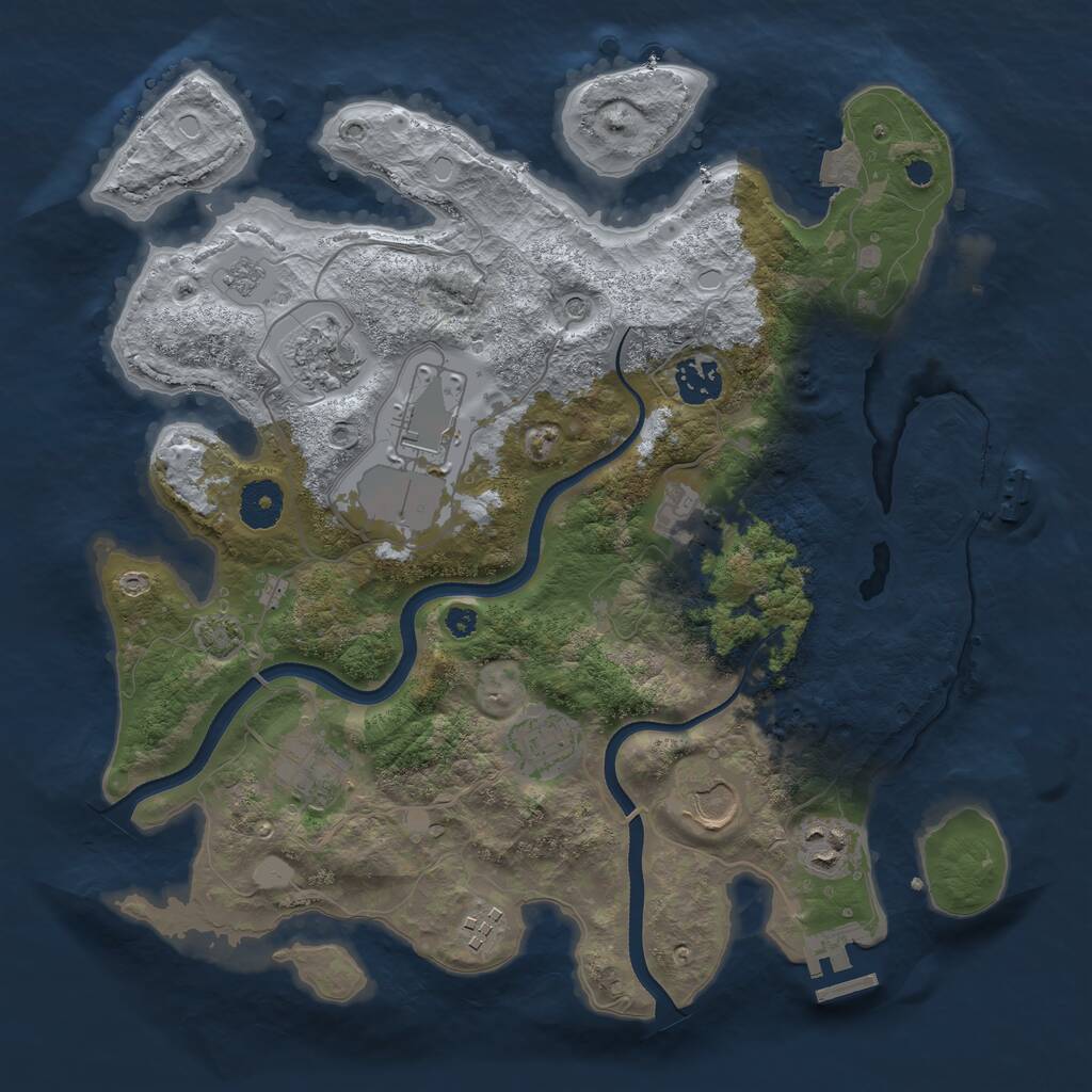 Rust Map: Procedural Map, Size: 3500, Seed: 83937, 15 Monuments