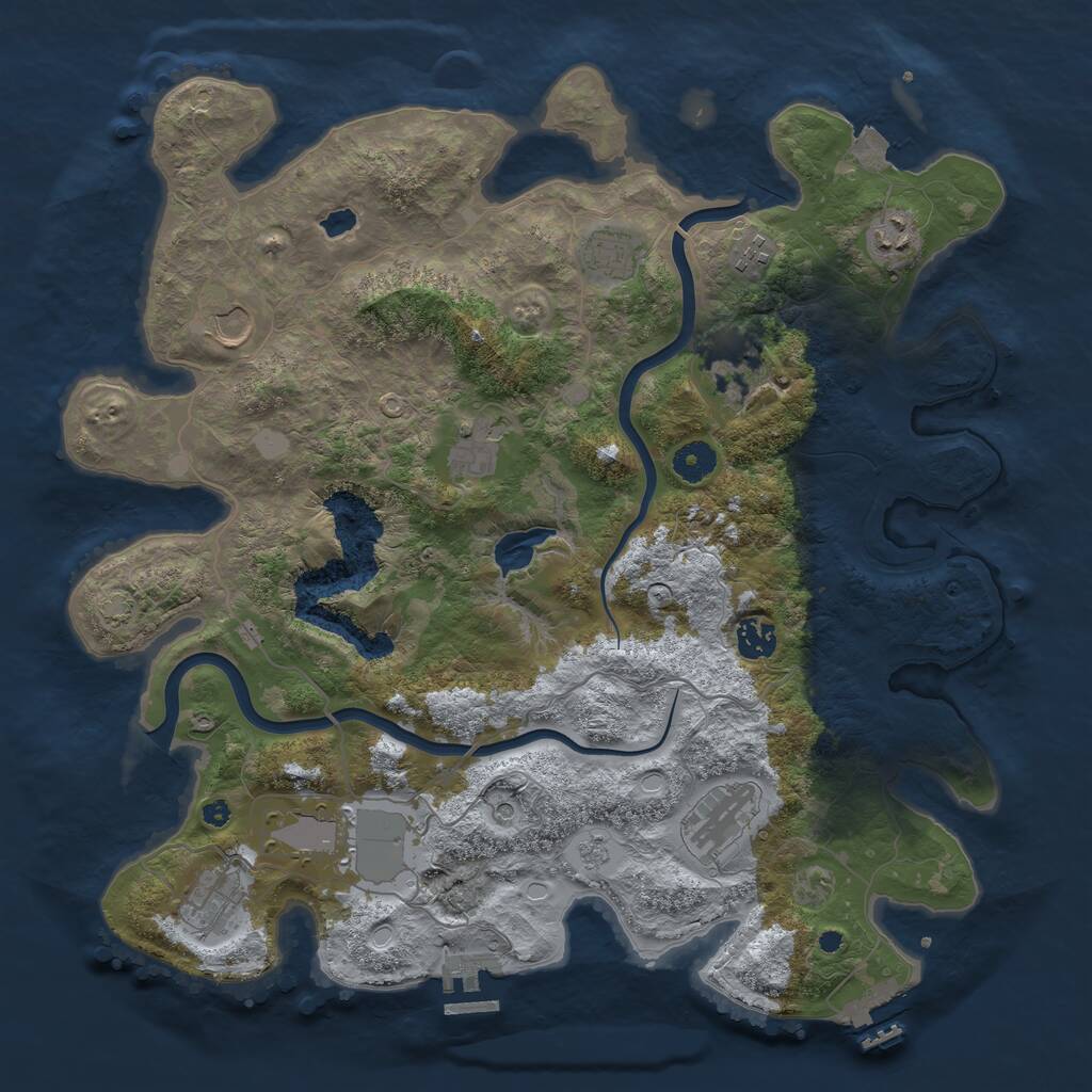 Rust Map: Procedural Map, Size: 4000, Seed: 836756142, 16 Monuments