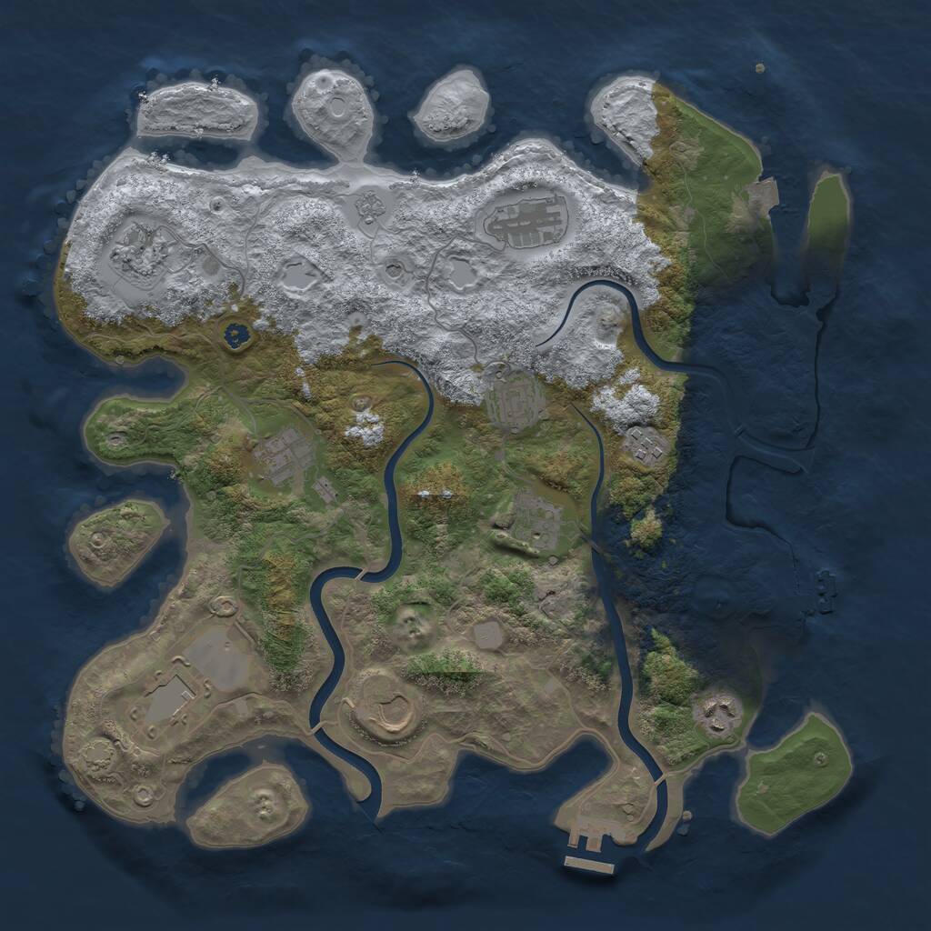 Rust Map: Procedural Map, Size: 3800, Seed: 594827755, 15 Monuments