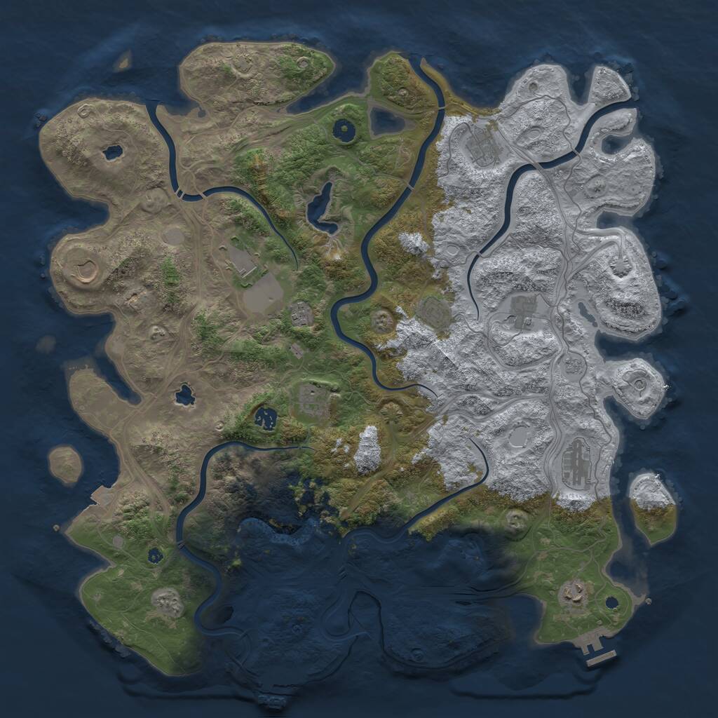 Rust Map: Procedural Map, Size: 4750, Seed: 1350786546, 16 Monuments