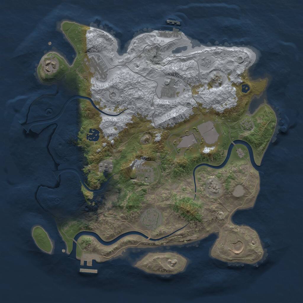 Rust Map: Procedural Map, Size: 3500, Seed: 1173244081, 15 Monuments