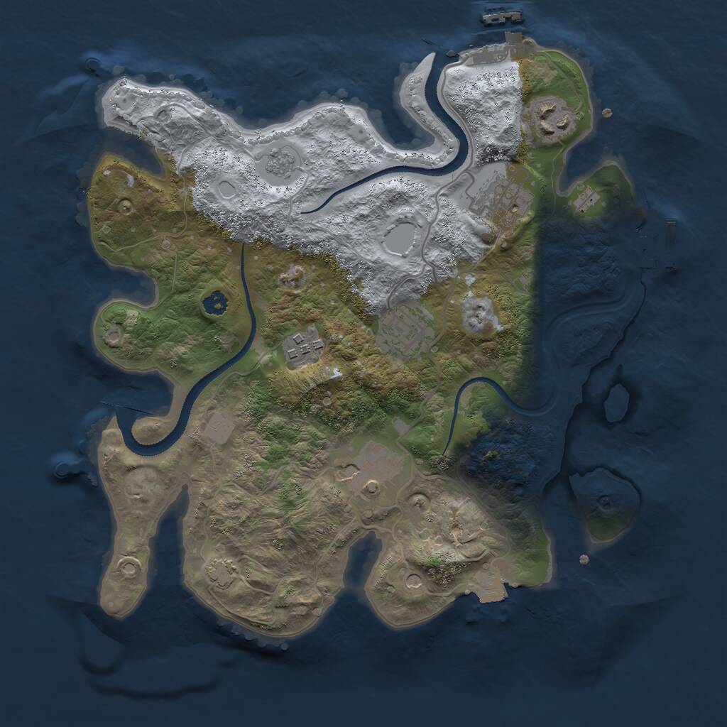 Rust Map: Procedural Map, Size: 3000, Seed: 38112385, 11 Monuments