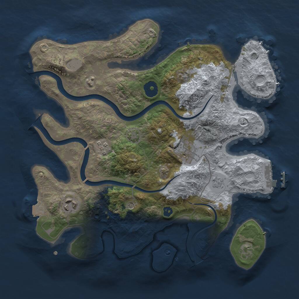 Rust Map: Procedural Map, Size: 3000, Seed: 347669768, 8 Monuments